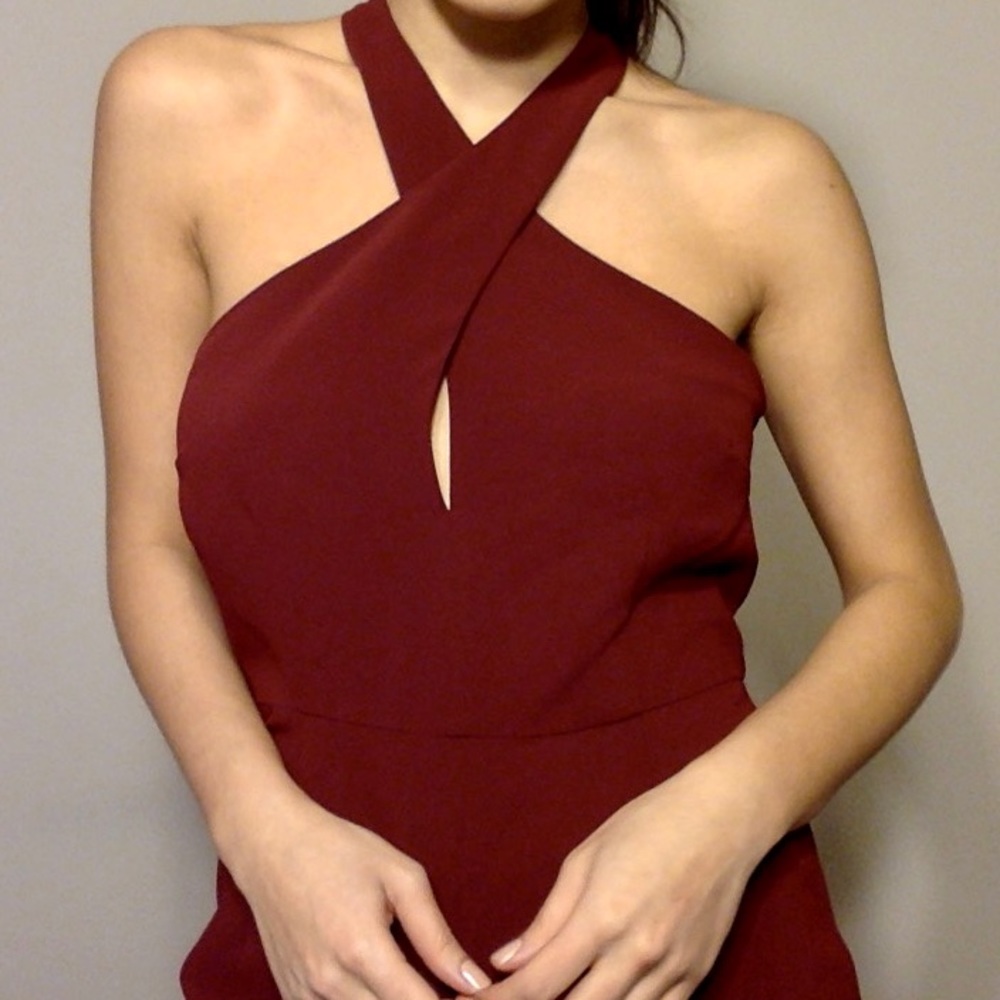 Maroon halter jumpsuit